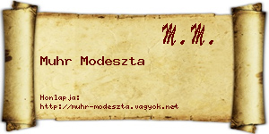 Muhr Modeszta névjegykártya